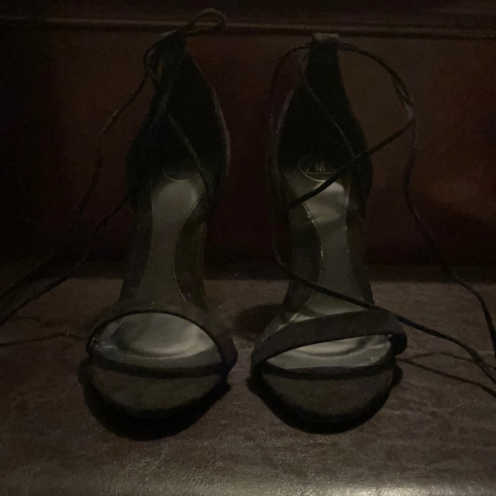 faux suede lace up heels.